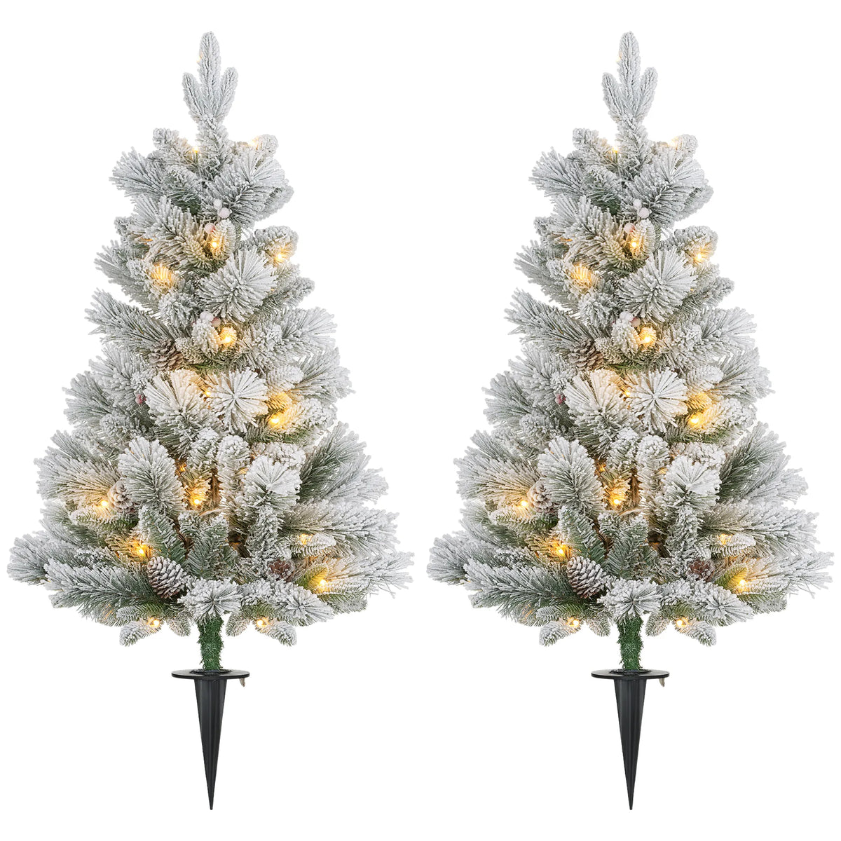 Kalėdinė eglutė su LED apšvietimu, 2 vnt., 107 cm, žalia/balta