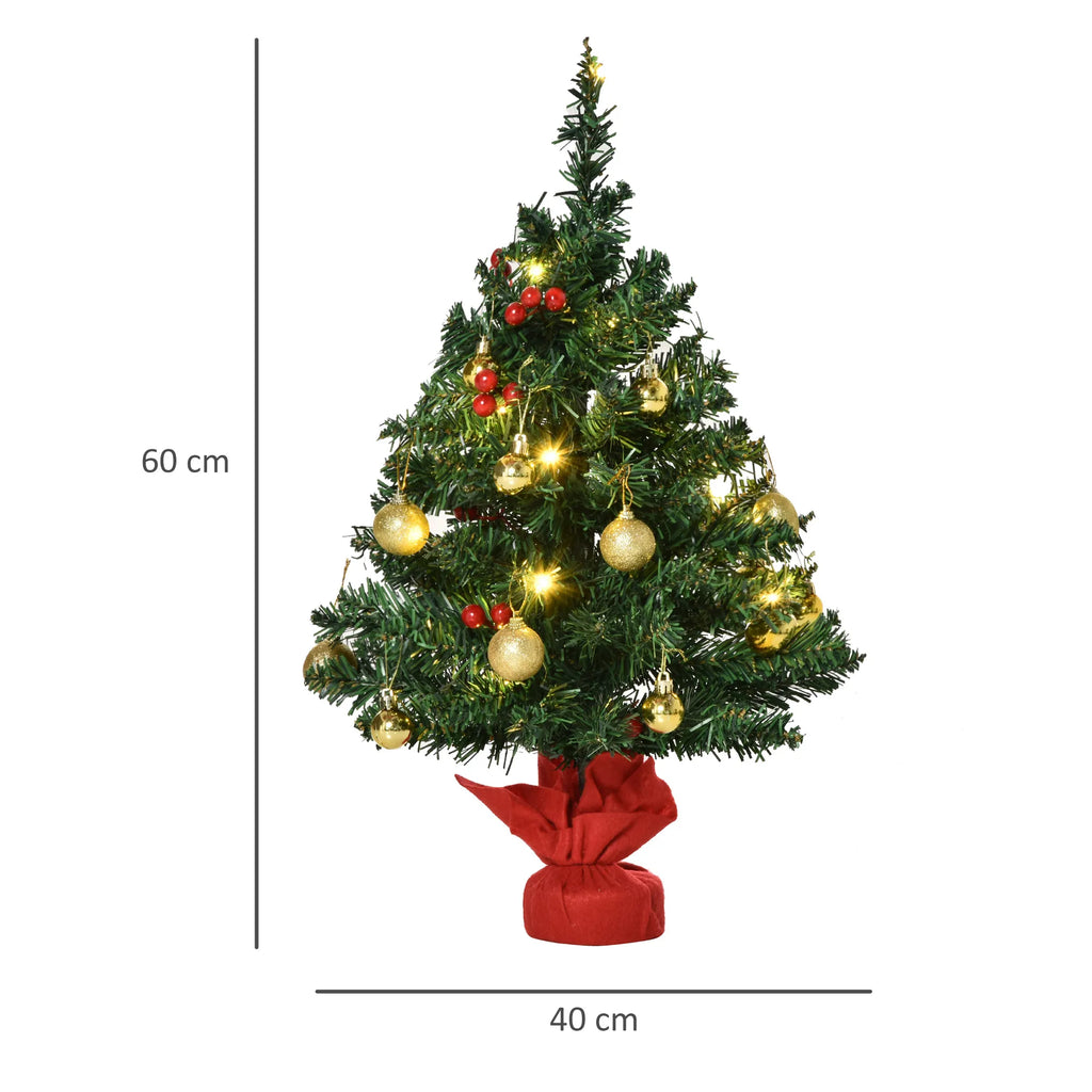 Kalėdinė eglutė su LED lemputėmis ir žaisliukais 60 cm, žalia