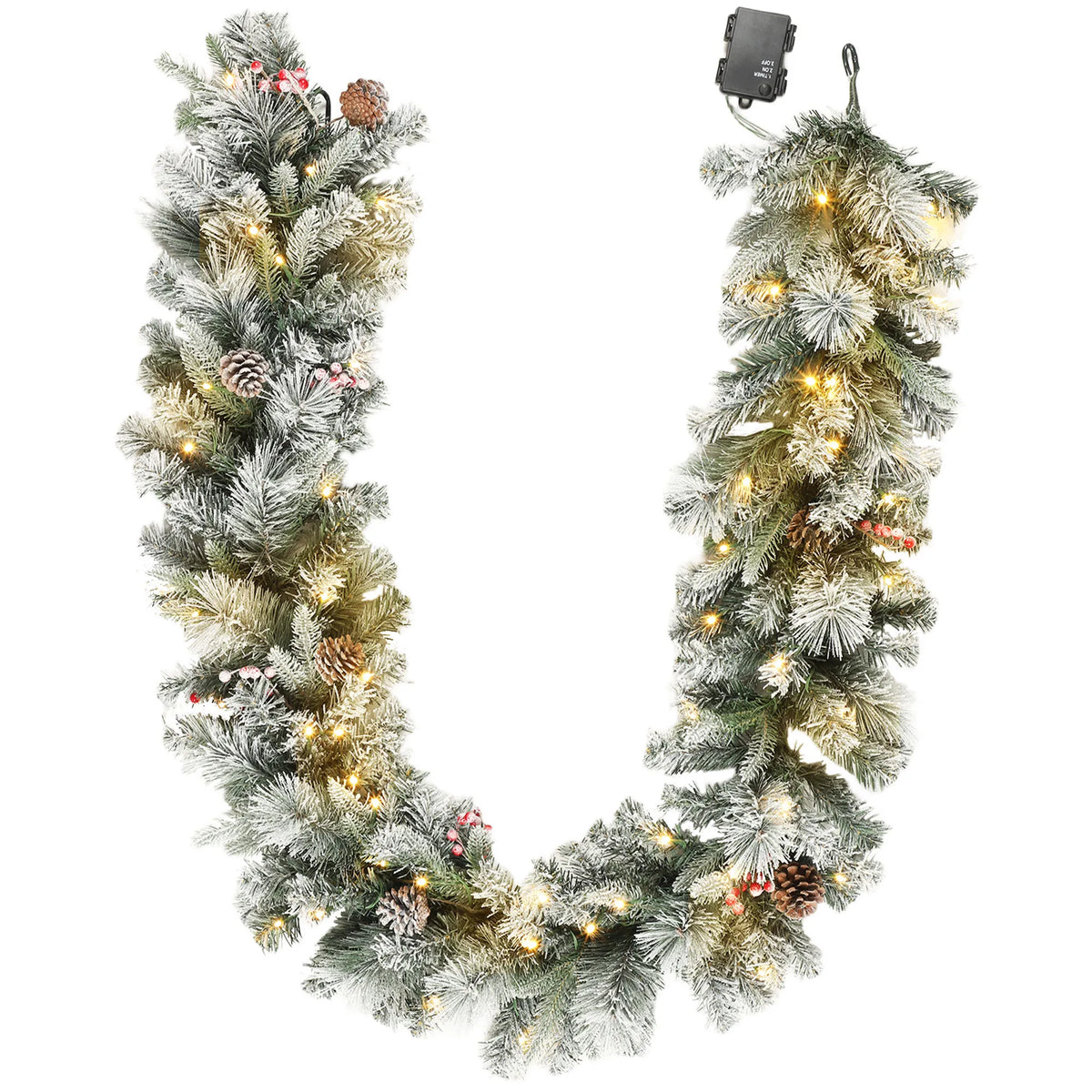 Kalėdinė girlianda, 50 LED lempučių, 216 snieguotų šakelių, Ø 25 × 180 cm