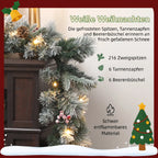 Kalėdinė girlianda, 50 LED lempučių, 216 snieguotų šakelių, Ø 25 × 180 cm