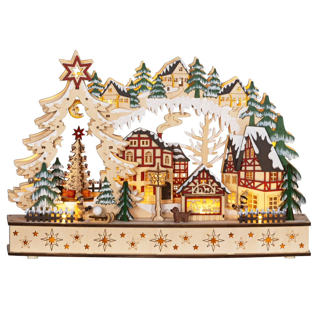 Kalėdinis kaimelis, 20 LED lempučių, daugiasluoksnis, 45 × 12 × 30 cm