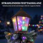 Kalėdinis lauko gatvės žibintas su LED, raudonomis uogomis ir kankorėžiais