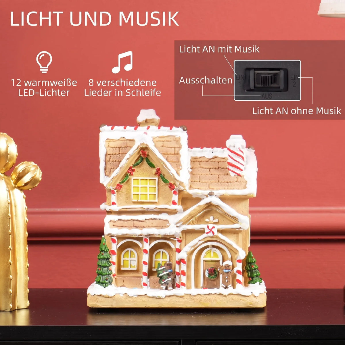 Schema, rodanti namelio apšvietimo ir muzikos jungiklio tris padėtis