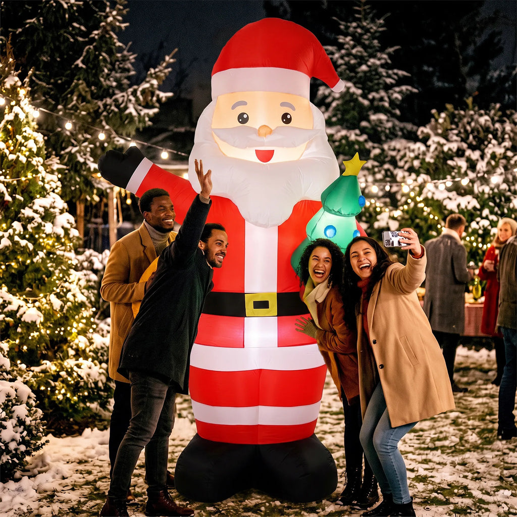 Kalėdų Senelis, pripučiama dekoracija, 243 cm, su LED apšvietimu, raudona