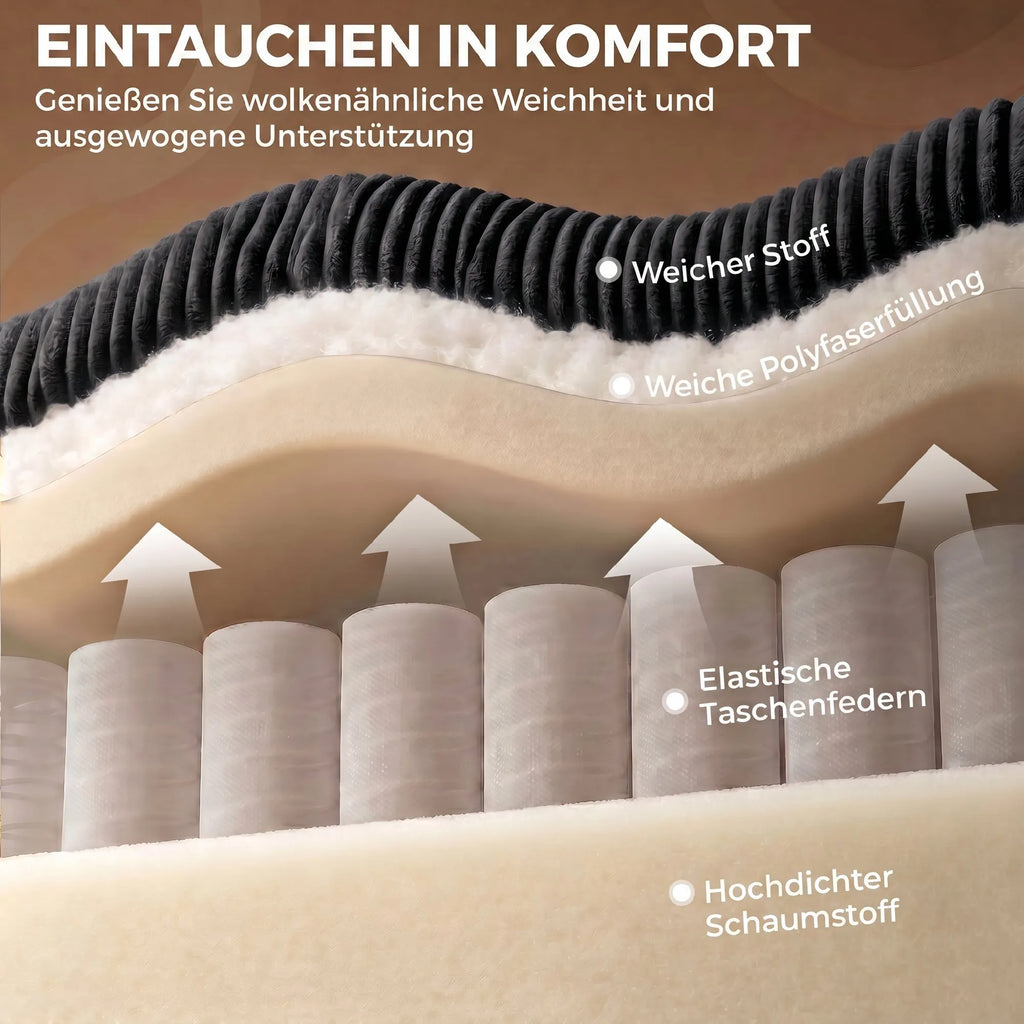 Kampinė sofa 4 vietų, modulinė sofa su daiktadėžėmis, 306 cm, tamsiai pilka