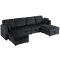 Kampinė sofa 4 vietų, modulinė sofa su daiktadėžėmis, 306 cm, tamsiai pilka