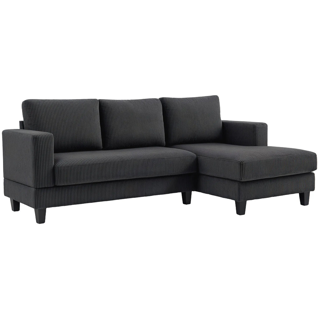 Kampinė sofa L-formos su šezlongu, tamsiai pilka