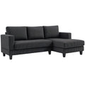 Kampinė sofa L-formos su šezlongu, tamsiai pilka
