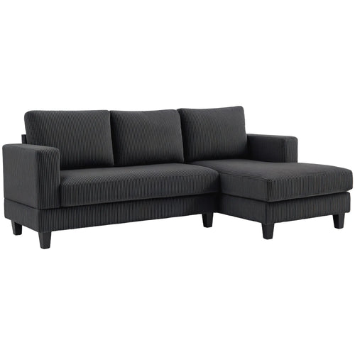 Kampinė sofa L-formos su šezlongu, tamsiai pilka