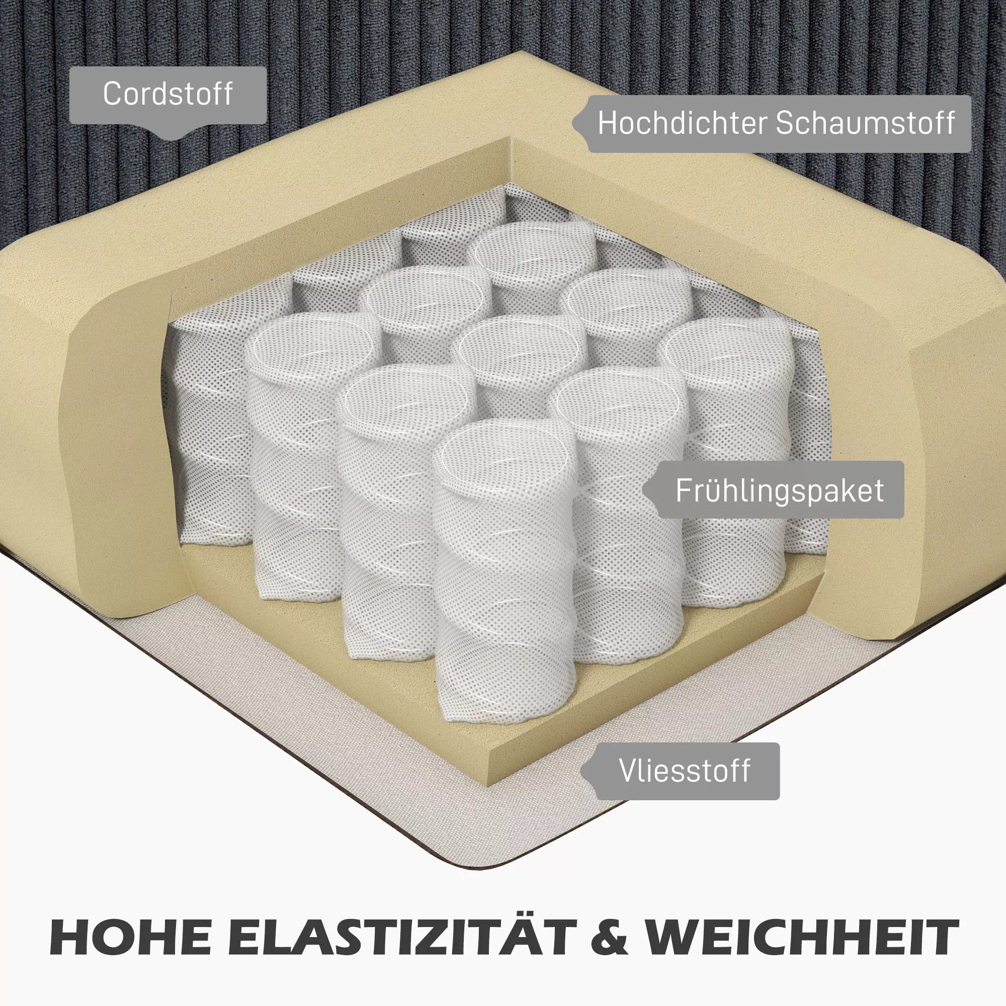 Kampinė sofa L-formos su šezlongu, tamsiai pilka