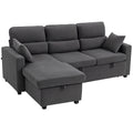 Kampinė sofa-lova su daiktadėže, 205 cm, tamsiai pilka
