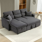 Kampinė sofa-lova su daiktadėže, 205 cm, tamsiai pilka
