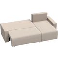Kampinė sofa-lova su miegama funkcija, L formos, smėlio spalvos