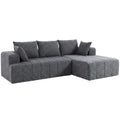 Kampinė sofa-lova su šezlongu, 3 vietų, pilka