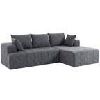 Kampinė sofa-lova su šezlongu, 3 vietų, pilka