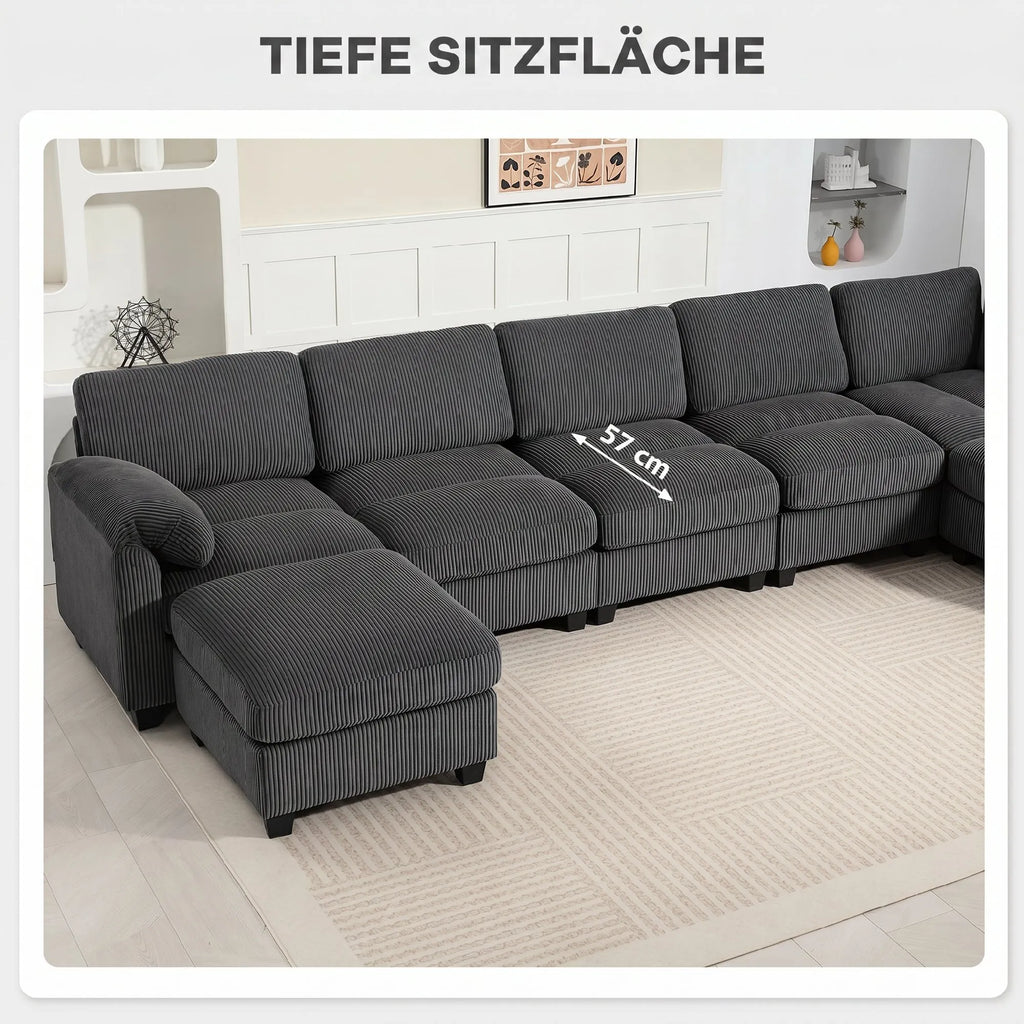 Kampinė sofa modulinė su paminkštintais porankiais, iki 600 kg, tamsiai pilka