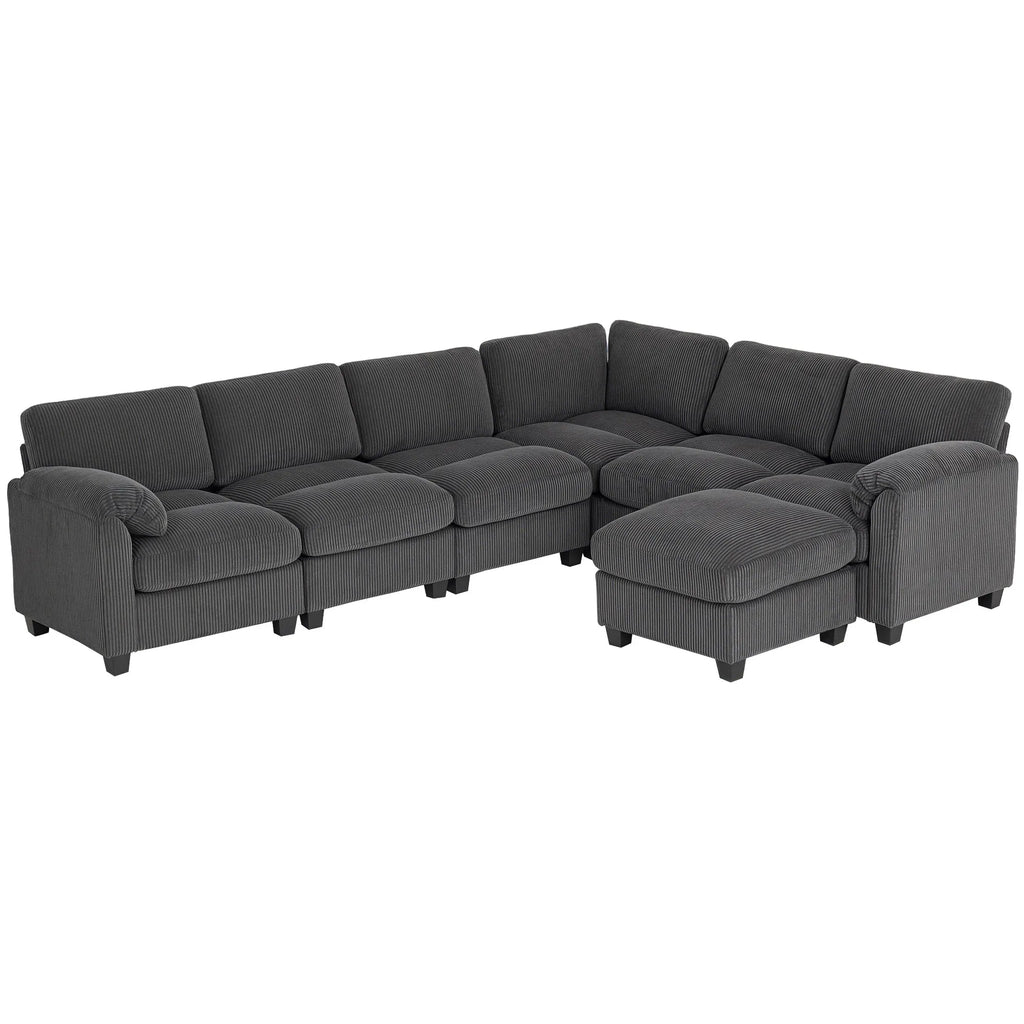 Kampinė sofa modulinė su paminkštintais porankiais, iki 600 kg, tamsiai pilka