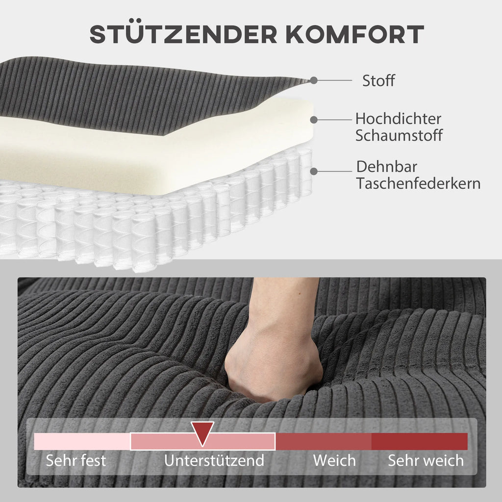 Kampinė sofa modulinė su paminkštintais porankiais, iki 600 kg, tamsiai pilka