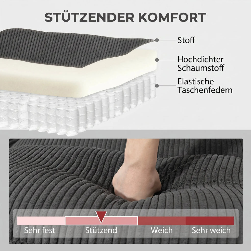Kampinė sofa modulinė su paminkštintais porankiais, iki 600 kg, tamsiai pilka