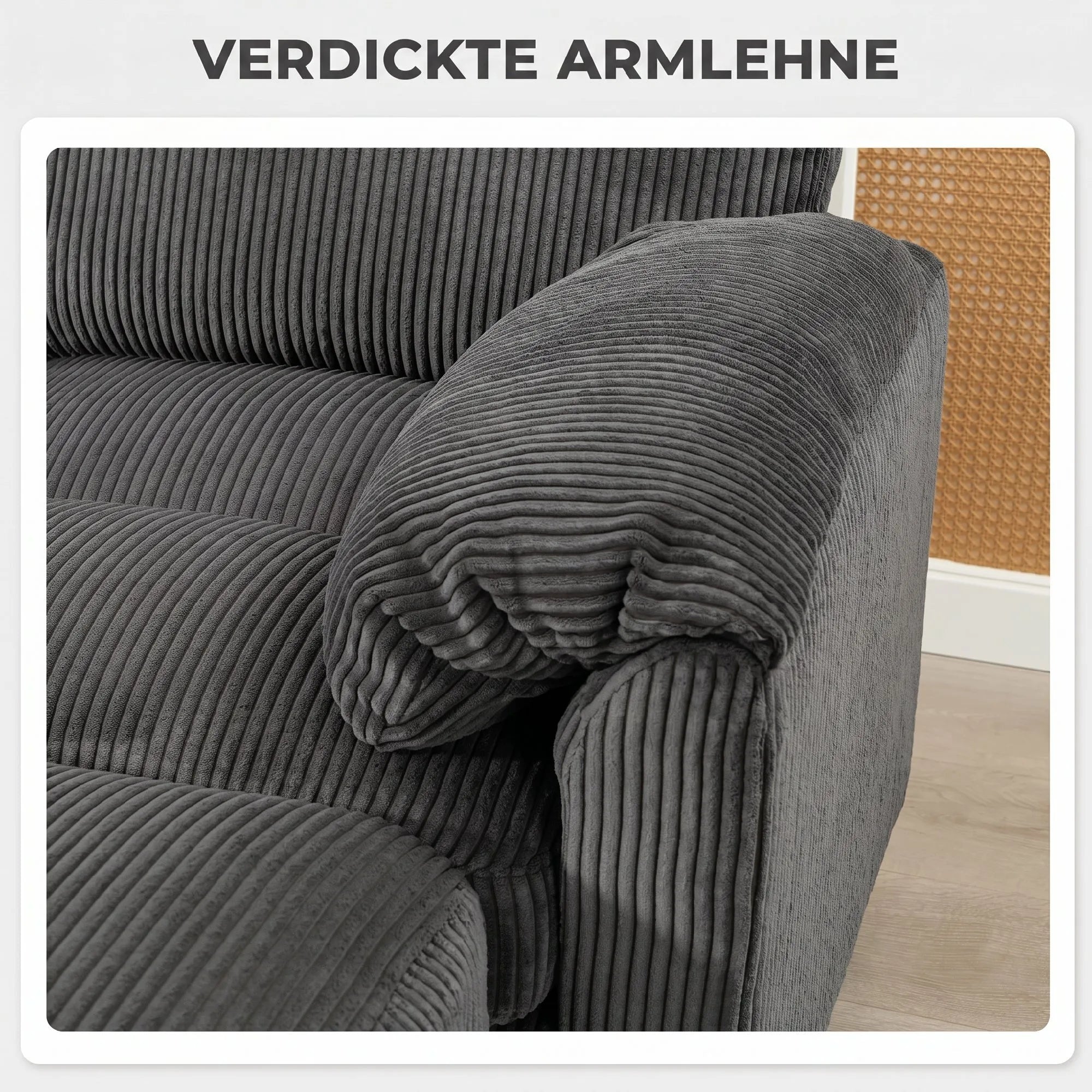 Kampinė sofa modulinė su paminkštintais porankiais, iki 600 kg, tamsiai pilka