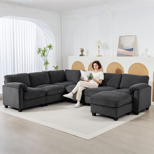 Kampinė sofa modulinė su paminkštintais porankiais, iki 600 kg, tamsiai pilka