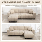 Kampinė sofa su reguliuojama gultuve, 242 cm, smėlio