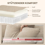 Kampinė sofa su reguliuojama gultuve, 242 cm, smėlio