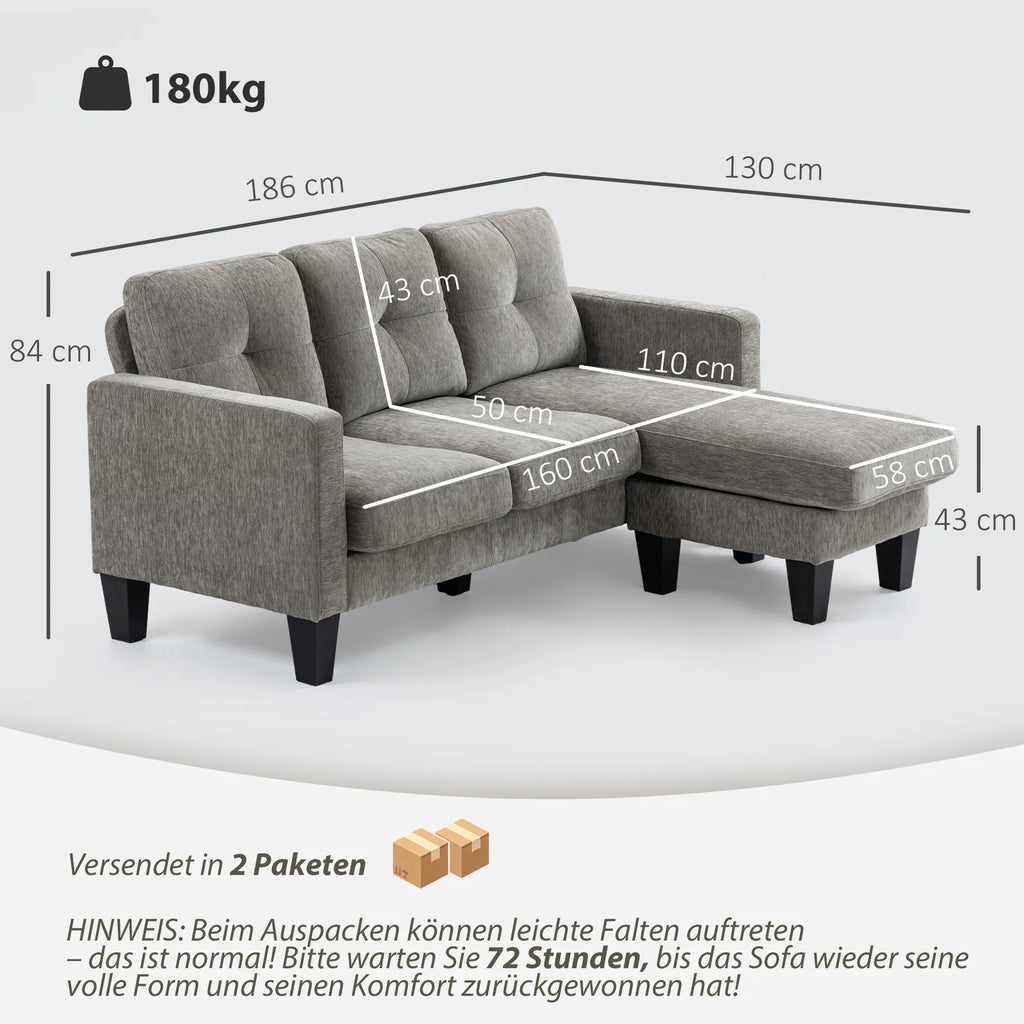 Kampinė sofa su universaliais gultais 186 x 130 cm, ruda