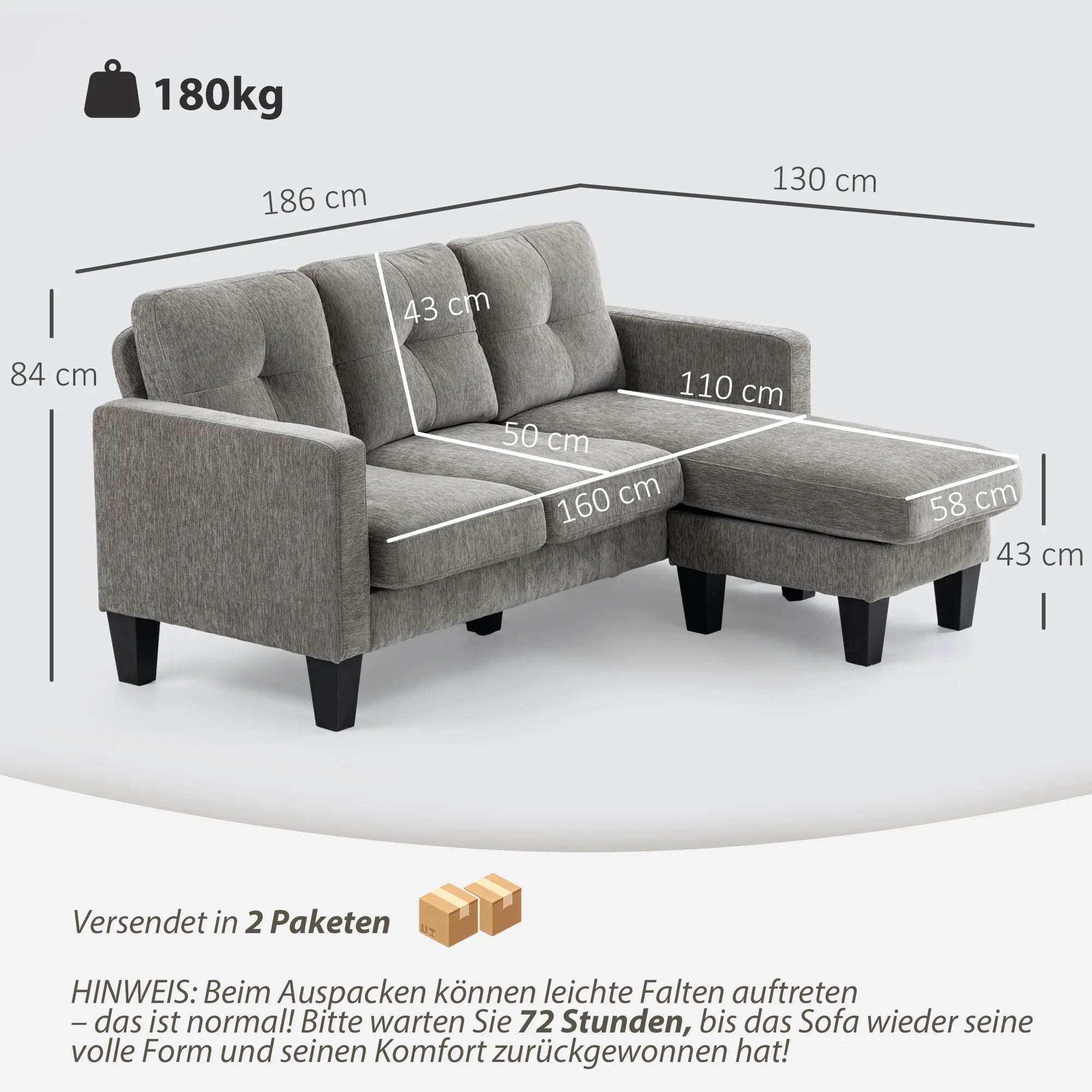Kampinė sofa su universaliais gultais 186 x 130 cm, ruda