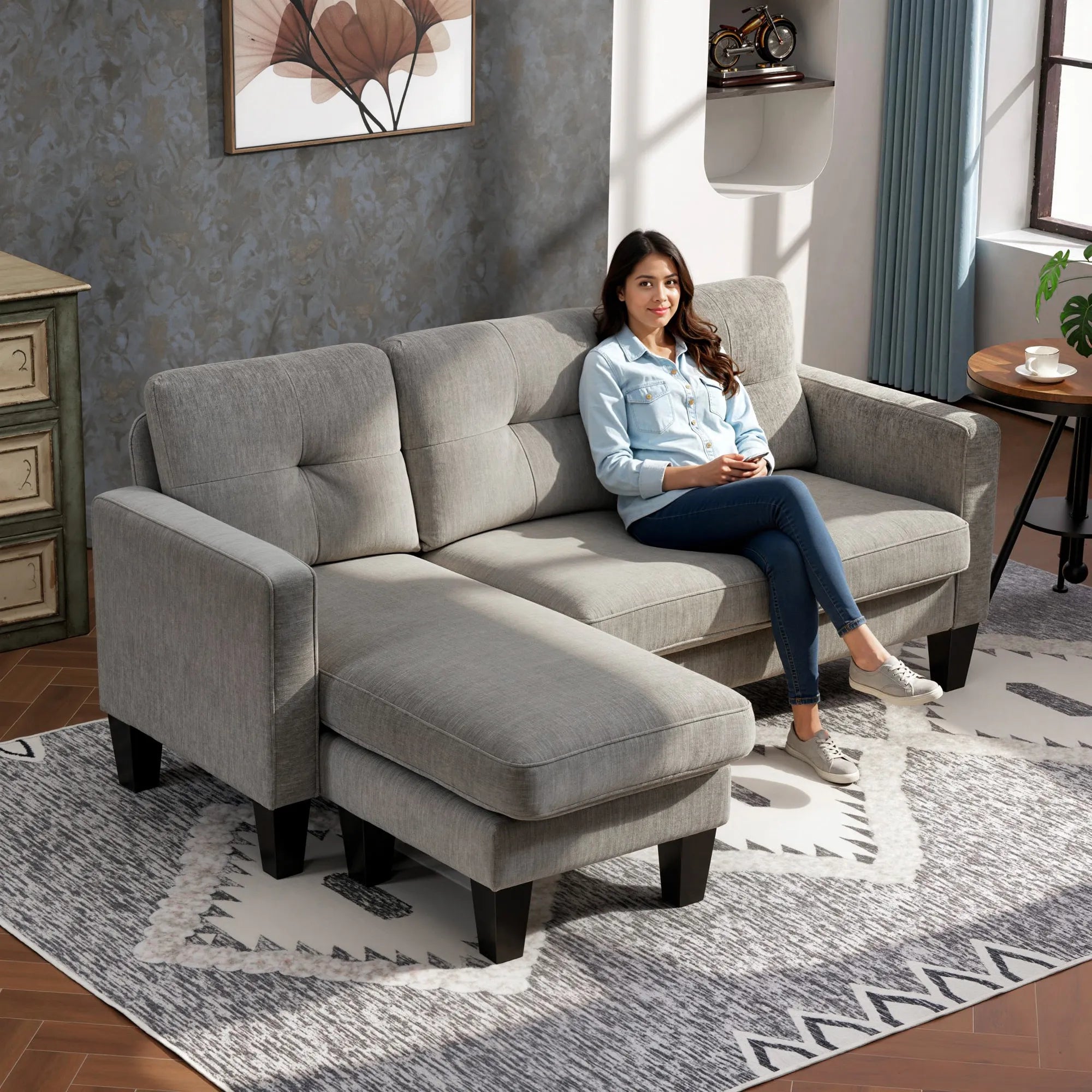 Kampinė sofa su universaliais gultais 186 x 130 cm, ruda