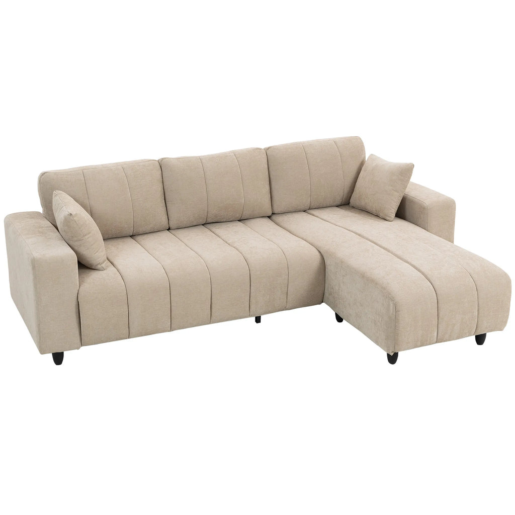 Kampinė sofa su universaliais gultais, 242 cm, smėlio spalvos