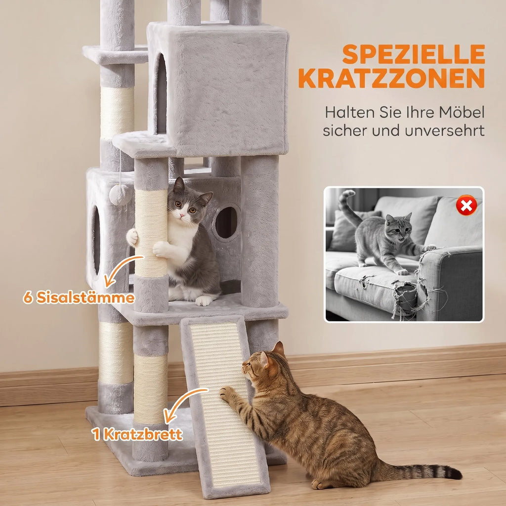 Katės draskyklė, 200 cm, šviesiai pilka