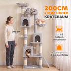 Katės draskyklė, 200 cm, šviesiai pilka