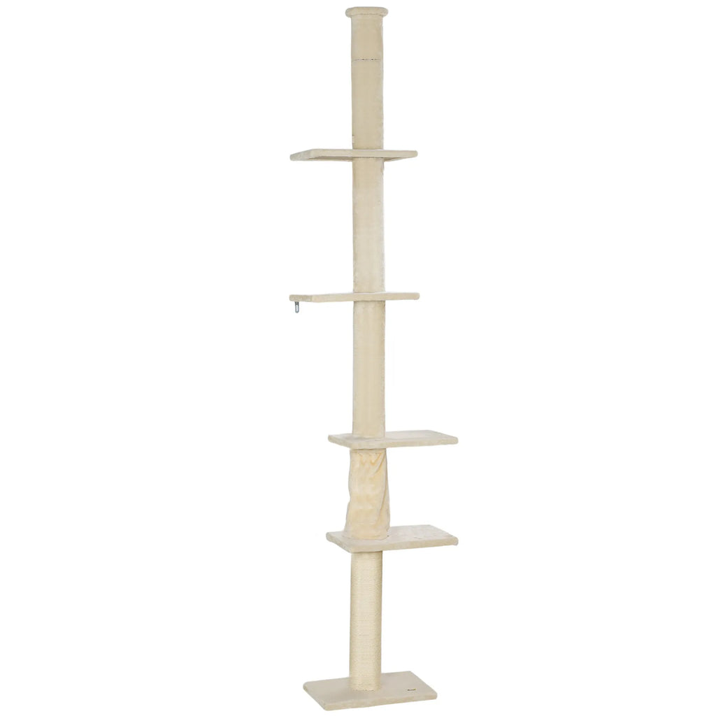Katės draskyklė, reguliuojamo aukščio 225–275 cm, kreminės spalvos