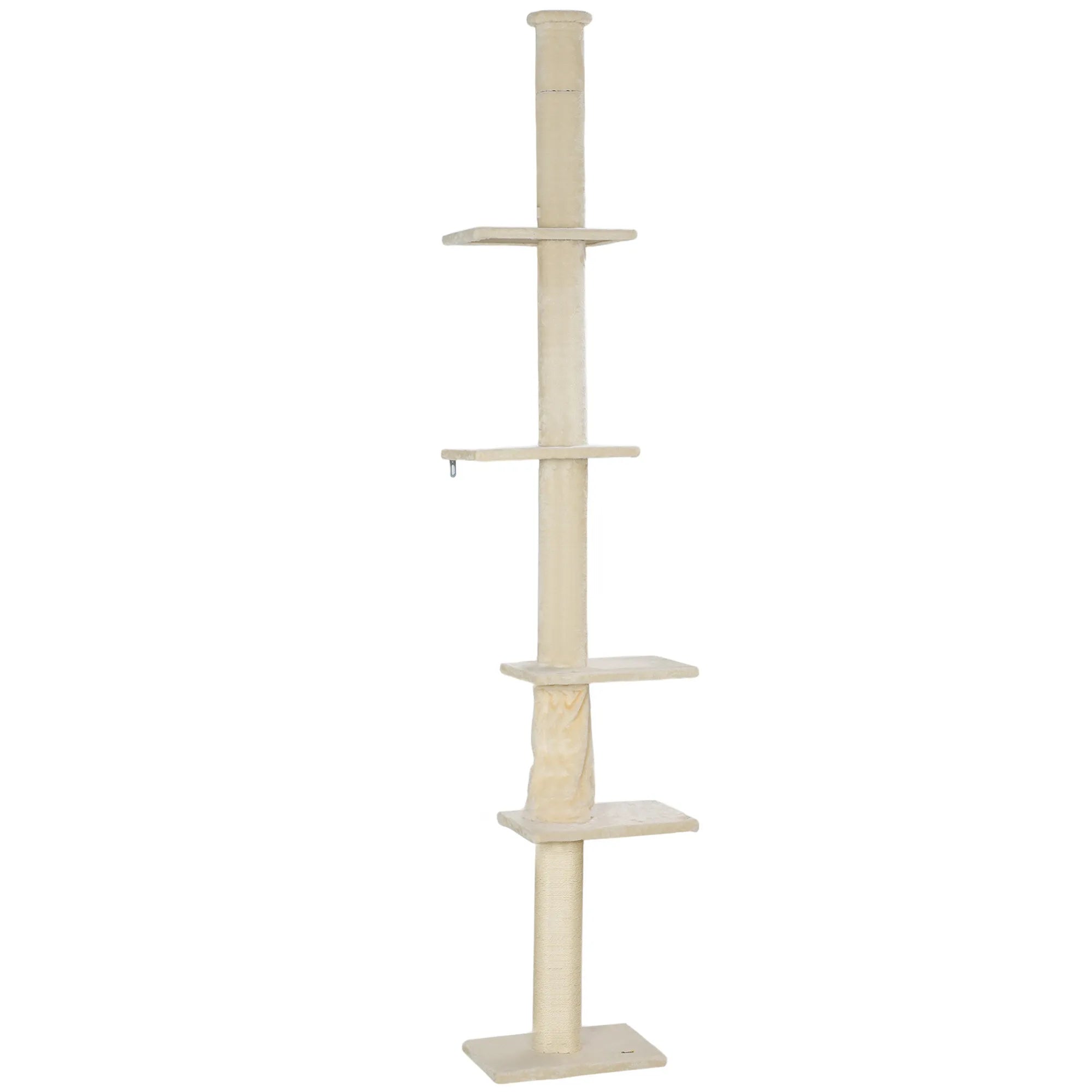 Katės draskyklė, reguliuojamo aukščio 225–275 cm, kreminės spalvos