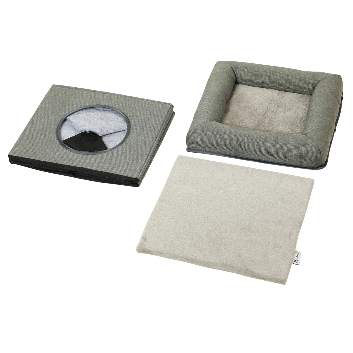 Katės guolis 2-in-1 su pagalve, 36,5 x 36,5 x 33 cm, žalias