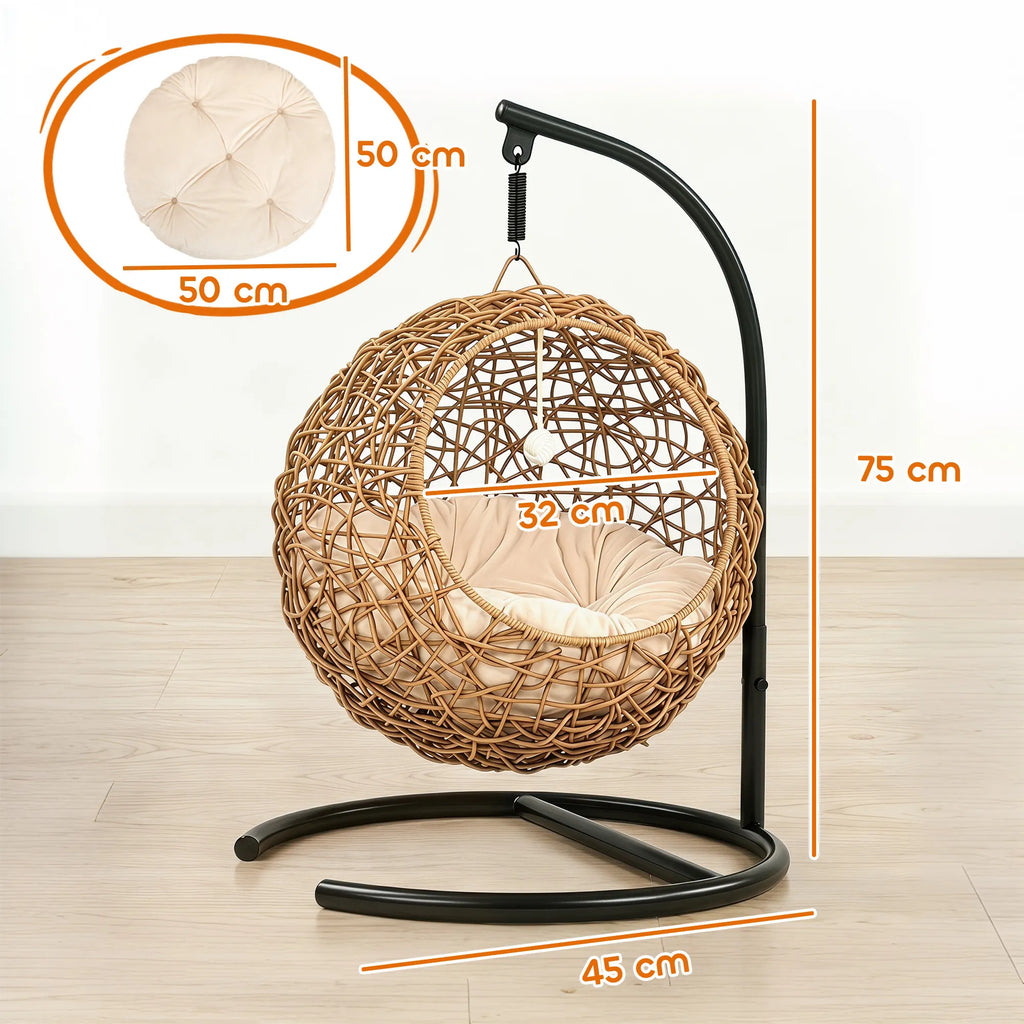 Katės guolis hamakas su žaislu, iki 10 kg, šviesiai rudas