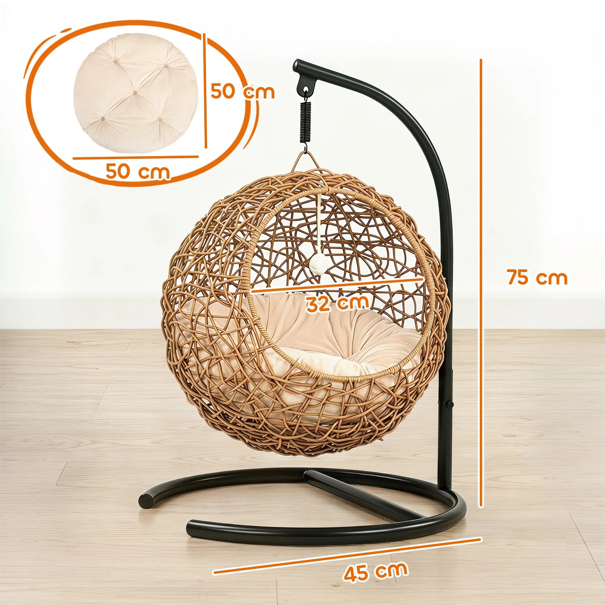 Katės guolis hamakas su žaislu, iki 10 kg, šviesiai rudas