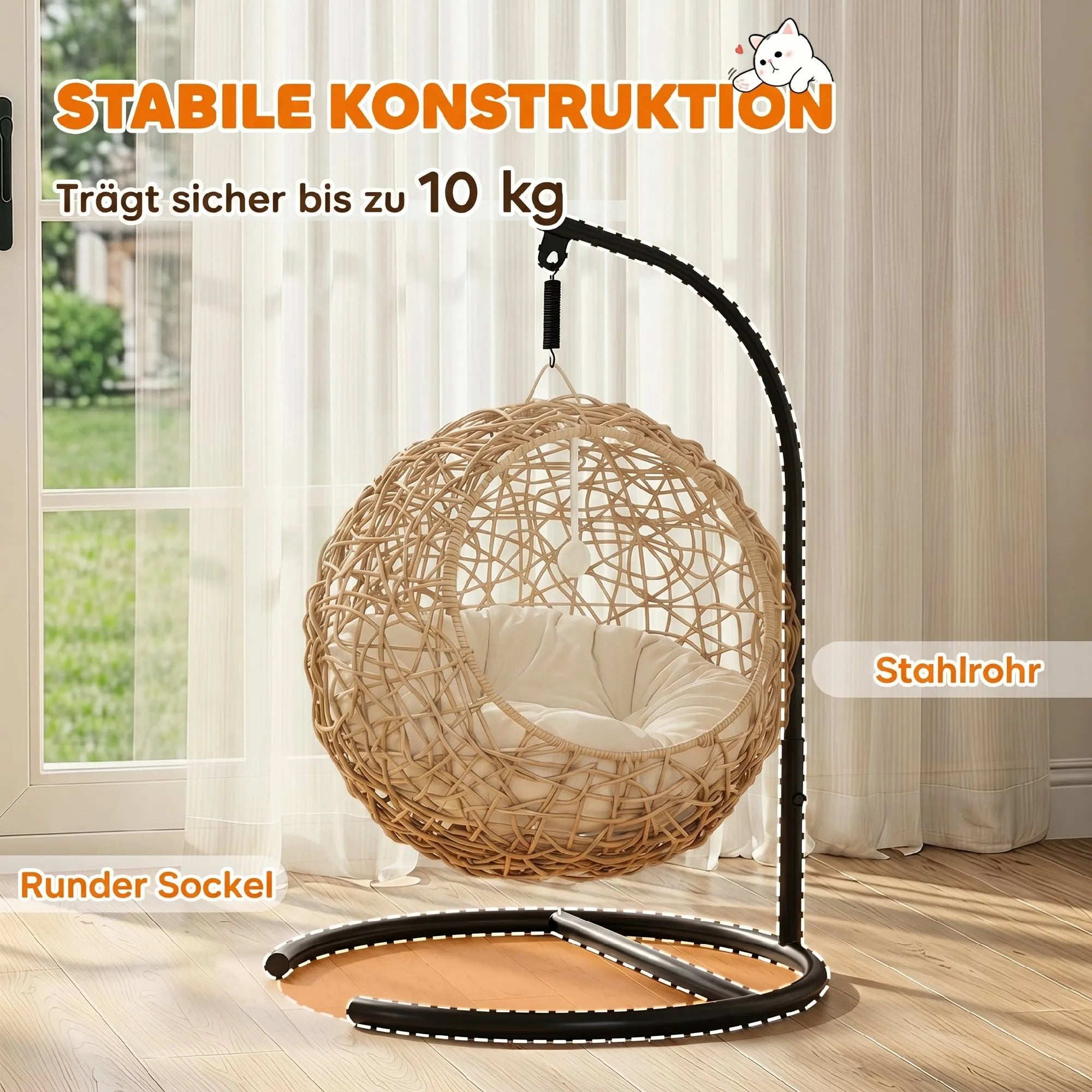 Katės guolis hamakas su žaislu, iki 10 kg, šviesiai rudas