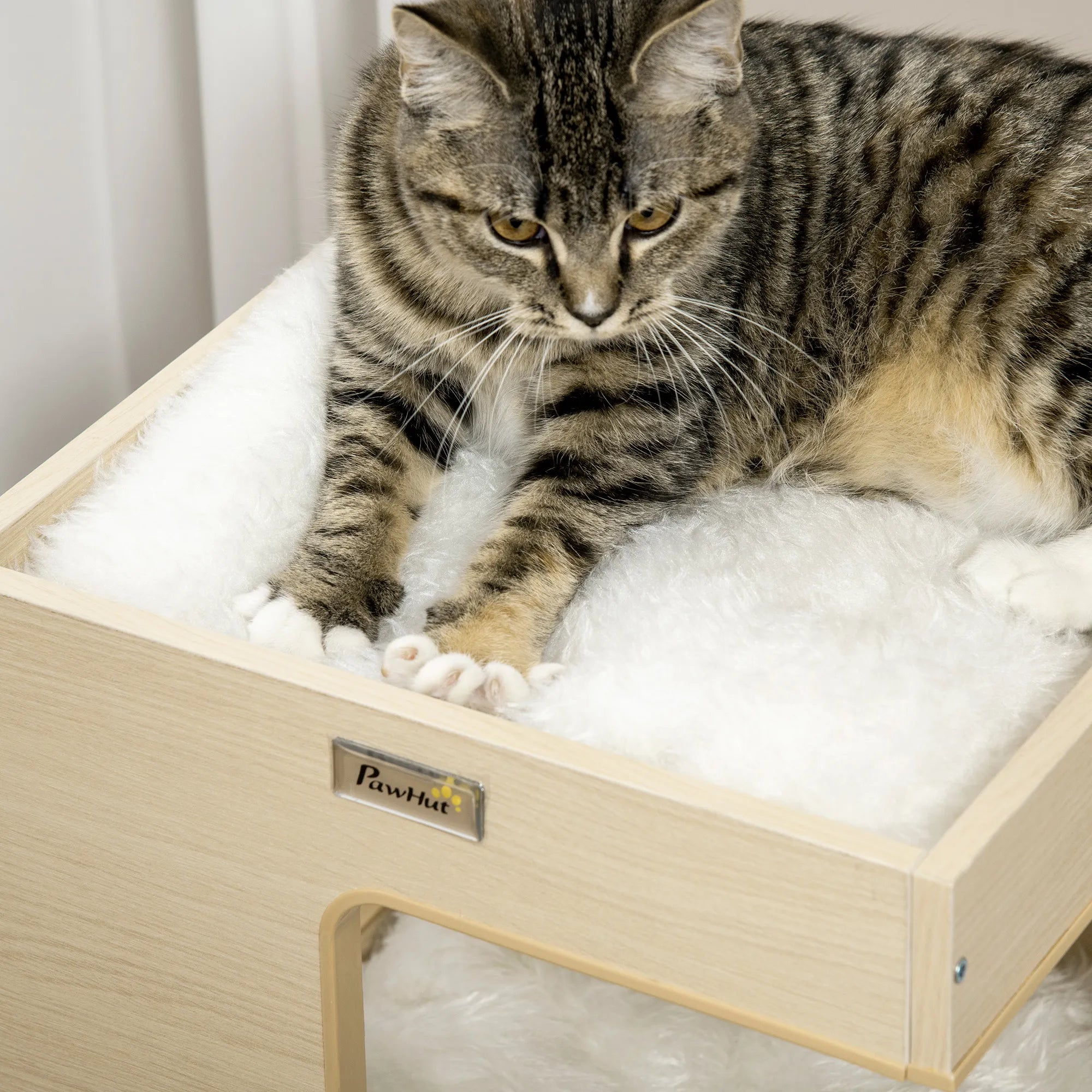 Katės namelis Petkit, 3 aukštų, 34 x 34 x 60 cm, natūrali ir pilka