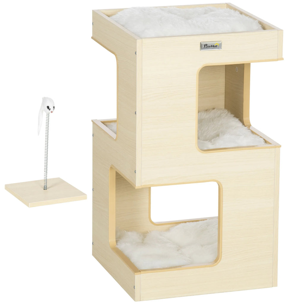 Katės namelis Petkit, 3 aukštų, 34 x 34 x 60 cm, natūrali ir pilka