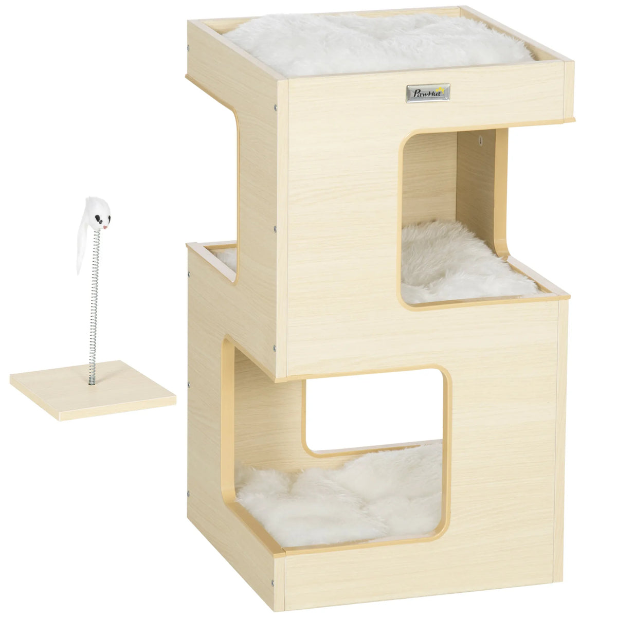 Katės namelis Petkit, 3 aukštų, 34 x 34 x 60 cm, natūrali ir pilka