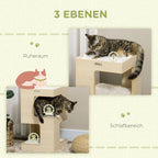 Katės namelis Petkit, 3 aukštų, 34 x 34 x 60 cm, natūrali ir pilka