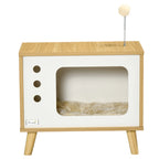 Katės namelis televizoriaus dizaino 50 x 28 x 43 cm, ąžuolo spalvos