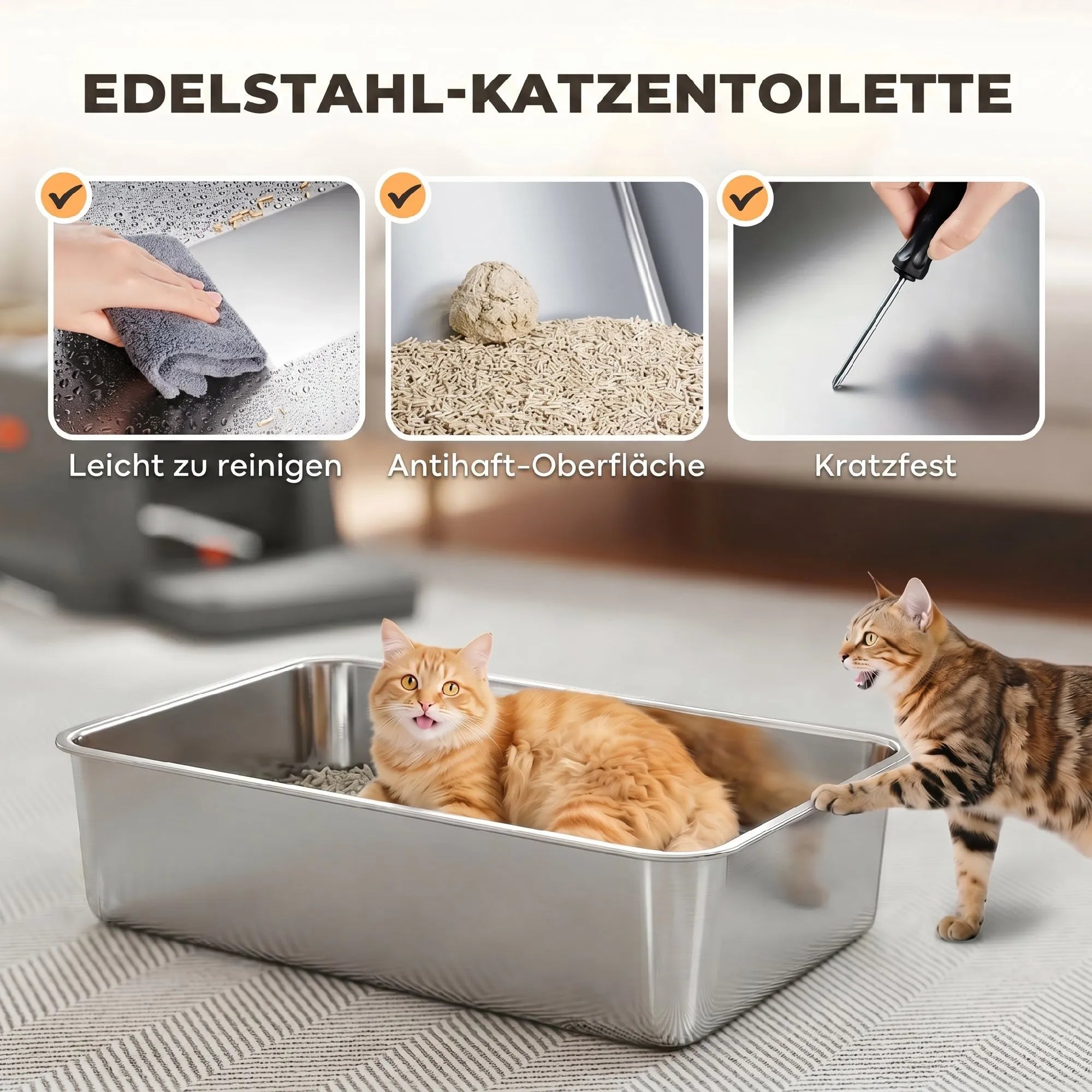 Katės tualetas XXL su uždengimu, 130 l, pilkas