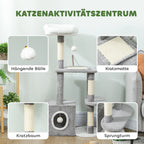 Katino medis 107 cm su nameliu ir draskykle, pilkas