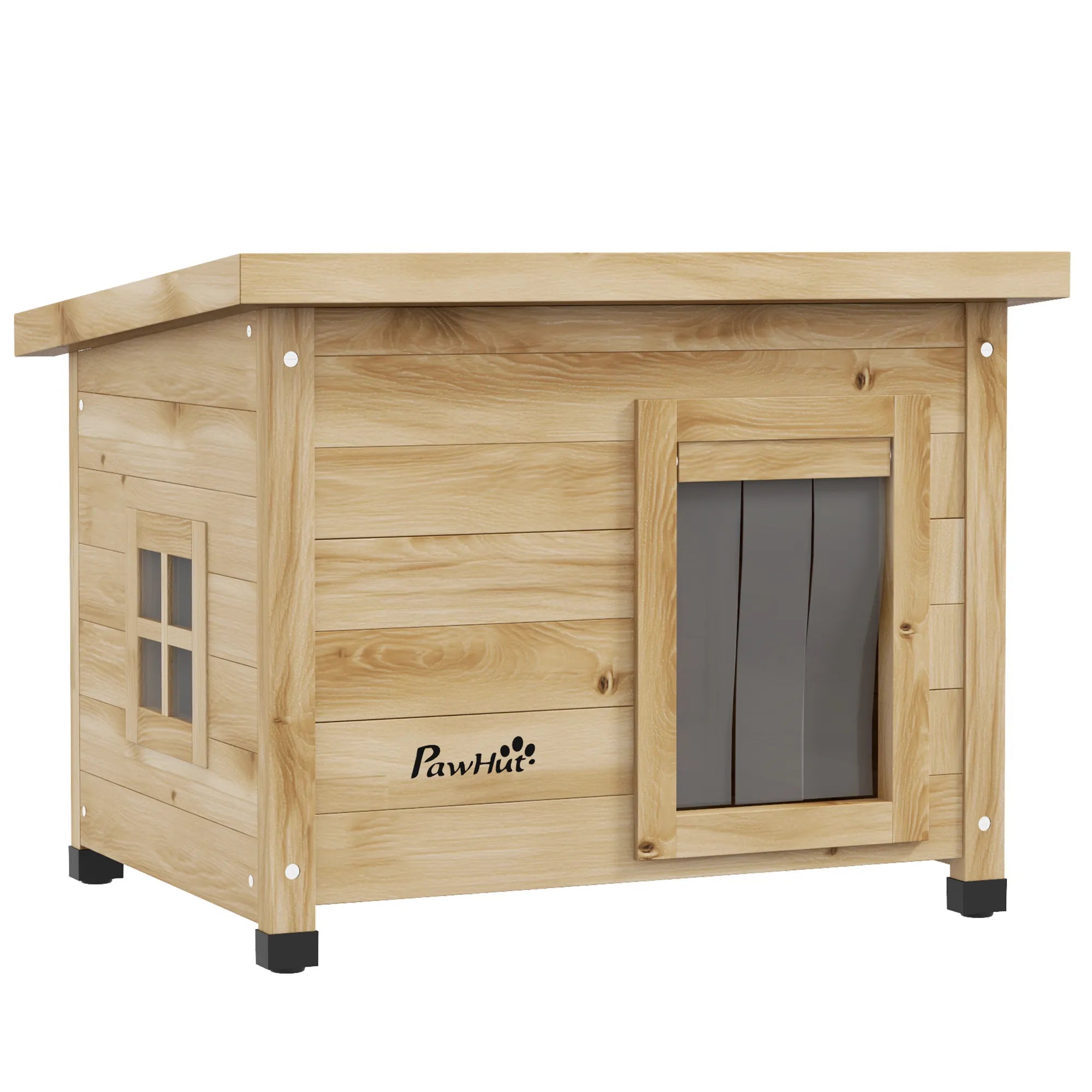 Katzenhaus – lauko namelis katėms su stogeliu, 57x45x43 cm, geltonas