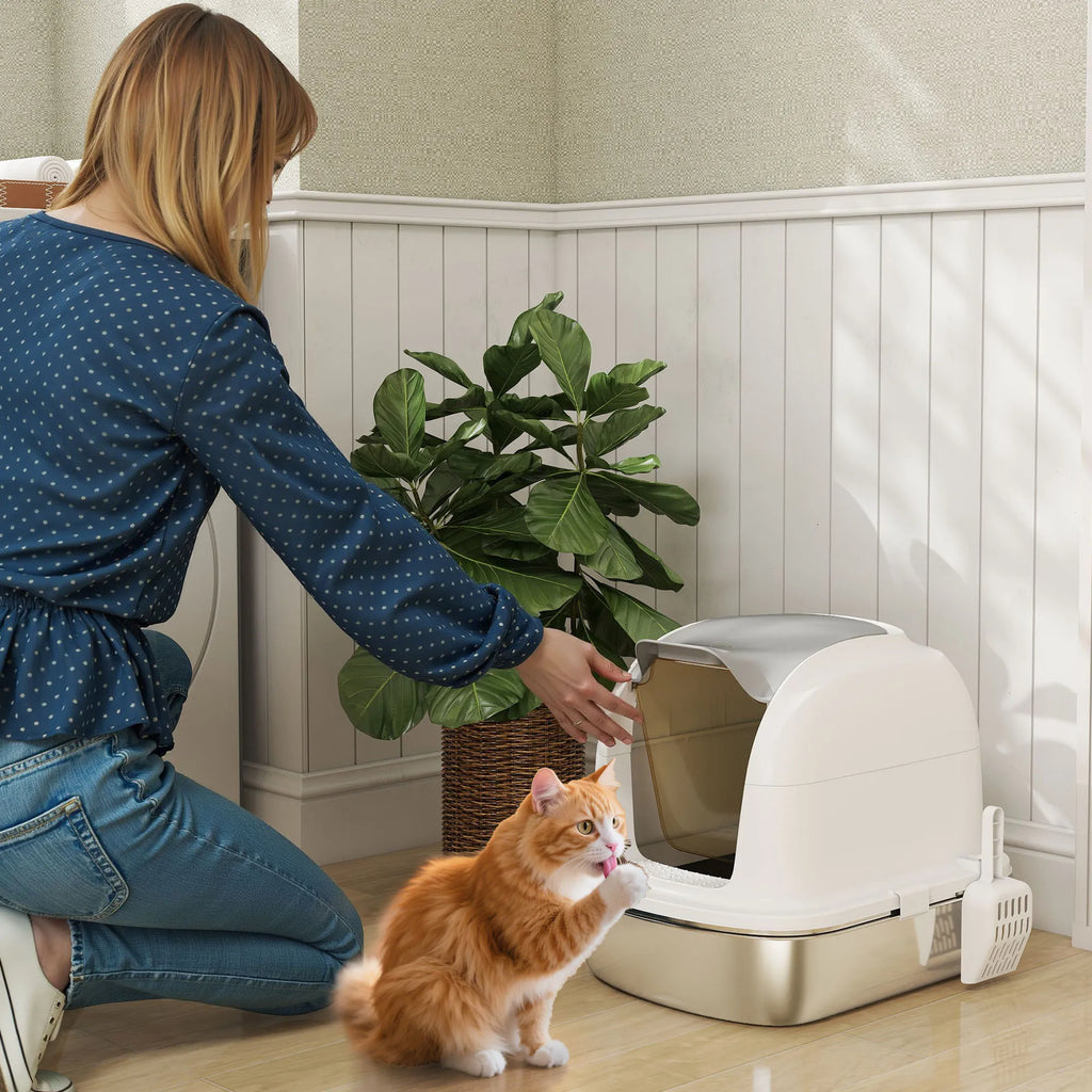 Katzenklo uždaras su nerūdijančio plieno vonia, baltas