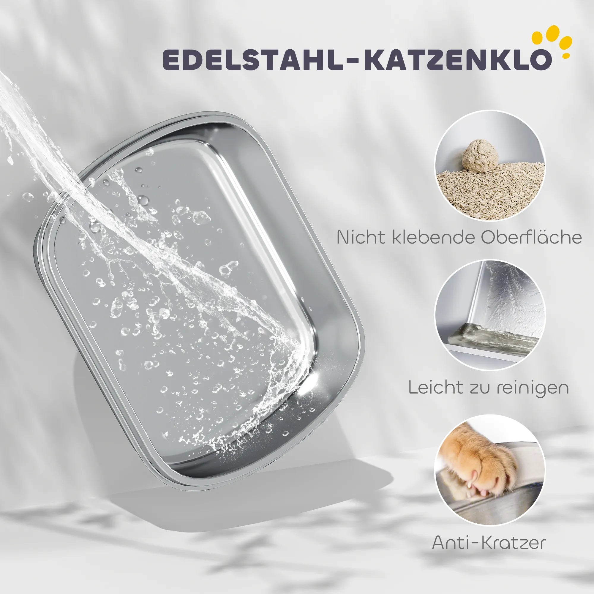 Katzenklo uždaras su nerūdijančio plieno vonia, baltas