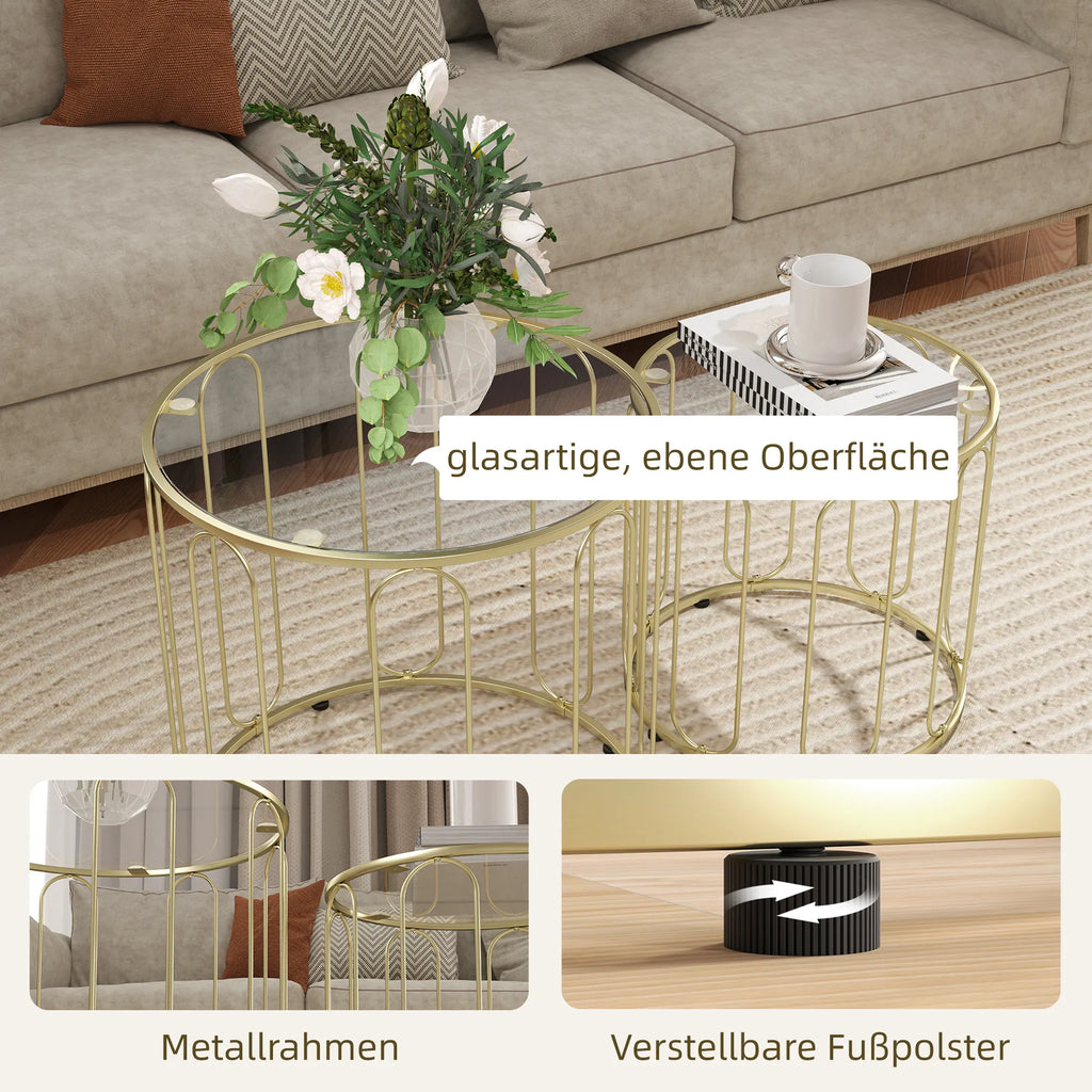 Kavos staliukų komplektas, 2 vnt., auksinis